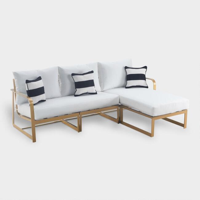 Gold Laila 2 Piece Outdoor Occasional Sectional Sofa | World Mark