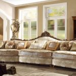 HD-1608 Traditional Sectional Sofa in Gold Fabric by Homey Desi