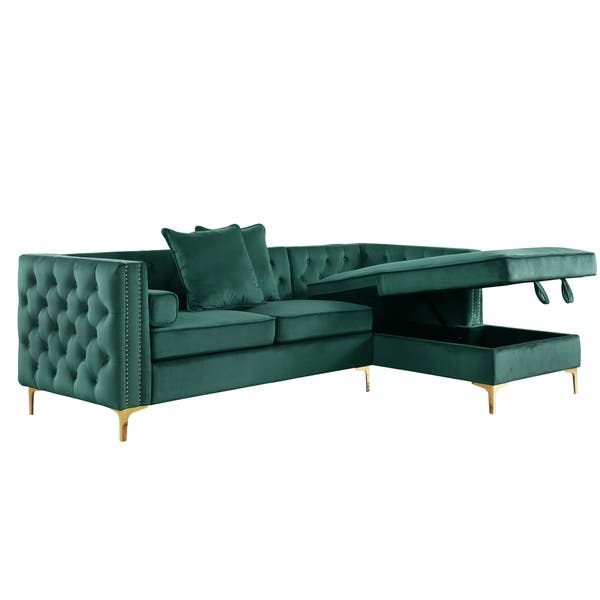 Shop Best Quality Furniture Velvet Tufted Faux Crystal Sectional .
