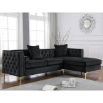 Shop Best Quality Furniture Velvet Tufted Faux Crystal Sectional .