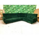Mid Century Green Velvet Tufted Sectional Sofa | Chairi