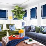 Blue and Green Living Room with Chesterfield Sofa - Contemporary .