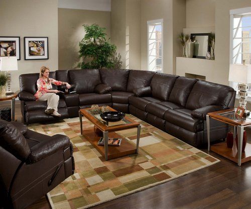 SIMMONS 50980 CHARLESTON LEATHER SECTIONAL THEATER CUPHOLDERS .
