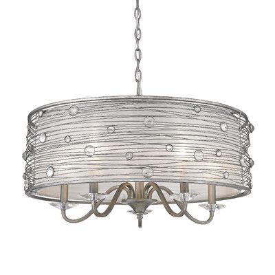 Hermione 5 - Light Candle Style Drum Chandelier | 5 light .