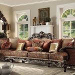 HD-111 Traditional Sectional Sofa in Brown Fabric by Homey Desi