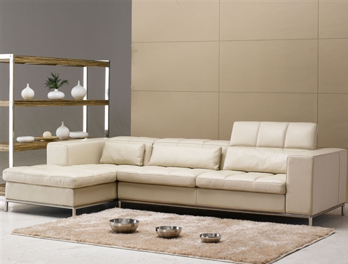 Beige Leather Sectional Sofa TOS-FY6