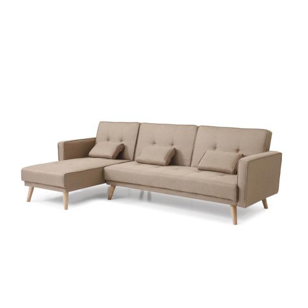 Unbranded 98.5 in. Brown Linen 3-Seater Twin Sleeper Sectional .