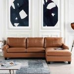 Best Seller Brown Leather Sectional Sofa Couch Chaise, Modern .