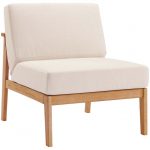 Sedona Outdoor Patio Eucalyptus Wood Sectional Sofa Armless Chair .