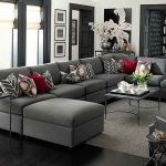 Large U shaped sectional sofa with gray accents #interior #design .