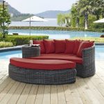 Brayden Studio Keiran Patio Daybed with Cushions Color: Gray/Red .