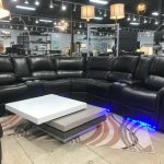 BRAND NEW AIR LEATHER POWER RECLINING SECTIONAL W LED LIGHTS .