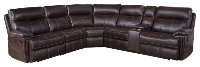 Kingston 6-Piece Reclining Sectional, Brown - Contemporary .