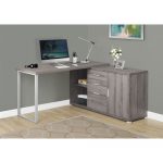 Monarch Specialties L Shaped Computer Desk With Cabinet Dark Taupe .