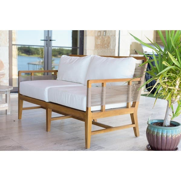 Shop Laguna Teak 56" Outdoor Sofa with Cushions - Overstock - 313153