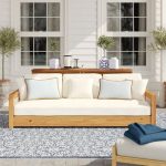 Rosecliff Heights Lakeland Teak Patio Sofa with Cushions | Patio .