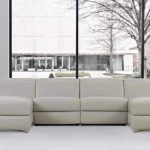 Aura Top Grain Grey Leather Large U-Shaped Sectional — Wholesale .