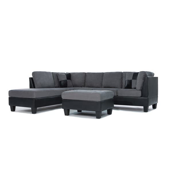 Shop 3 Piece Modern Soft Reversible Sectional Sofa with Ottoman (2 .