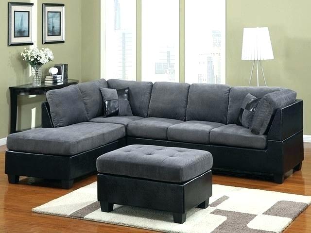 Picture Lovely Grey Suede Couch Or Fabric And Black Leather Gray .