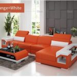 IFUNS brillancy orange genuine leather corner sofas modern design .