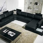 Amazon.com: T35 Black Bonded Leather Sectional Sofa with Headrests .