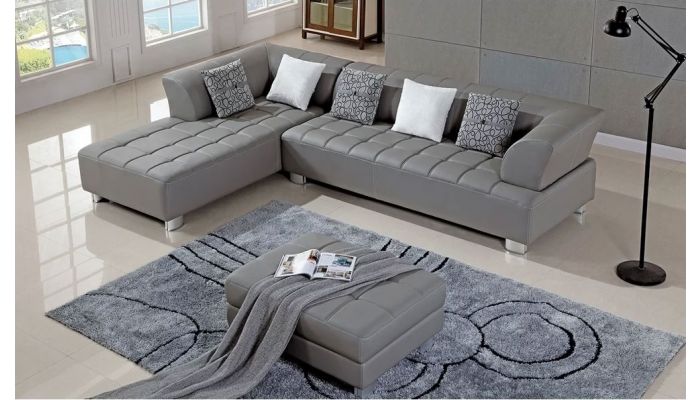 Star Grey Leather Sectional S