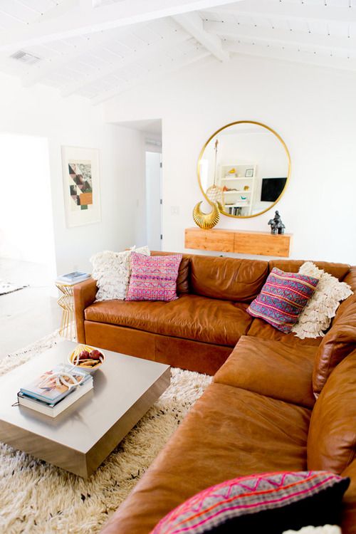 Well hello gorgeous! Cognac leather sectional sofa. | Leather .