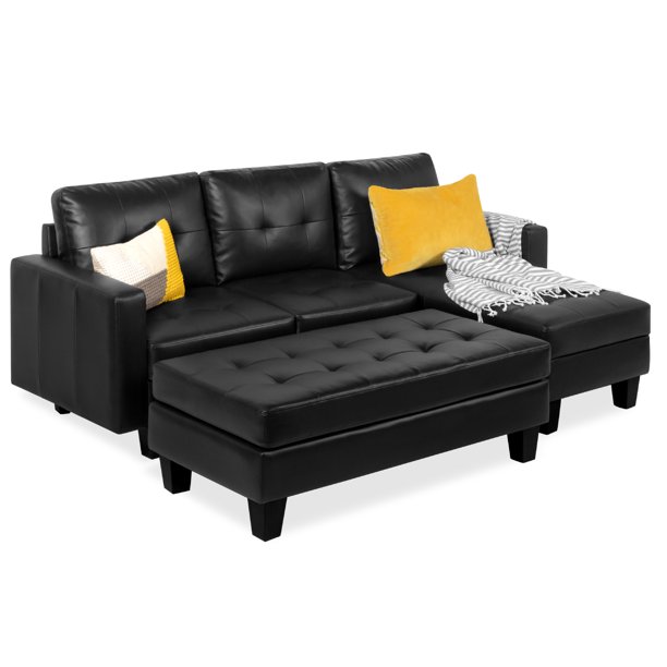 Best Choice Products 3-Seat L-Shape Tufted Faux Leather Sectional .
