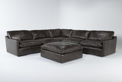 Marcello Leather 5 Piece Sectional With Ottoman | Living Spac