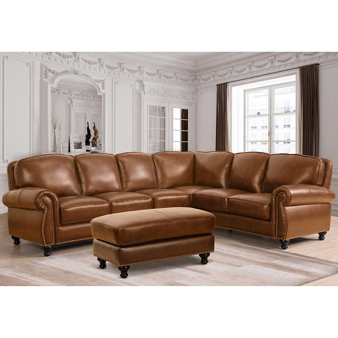 Mortara Leather Sectional and Ottom