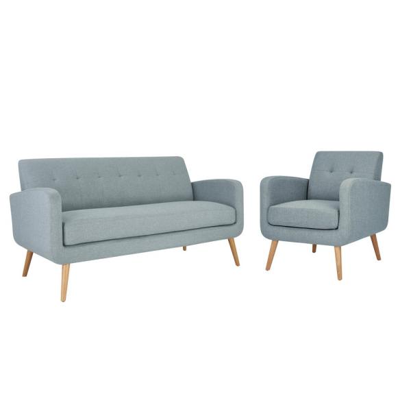 Handy Living Kingston Mid Century Modern Sofa and Arm Chair Set in .