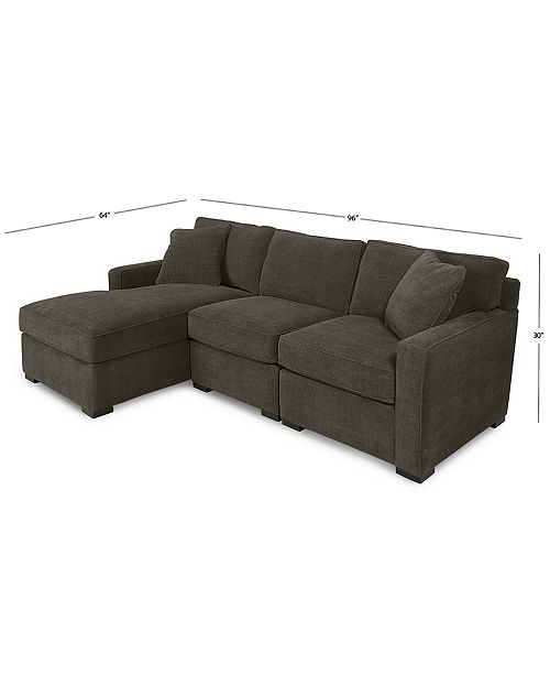 Furniture Radley 3-Piece Fabric Chaise Sectional Sofa, Created for .