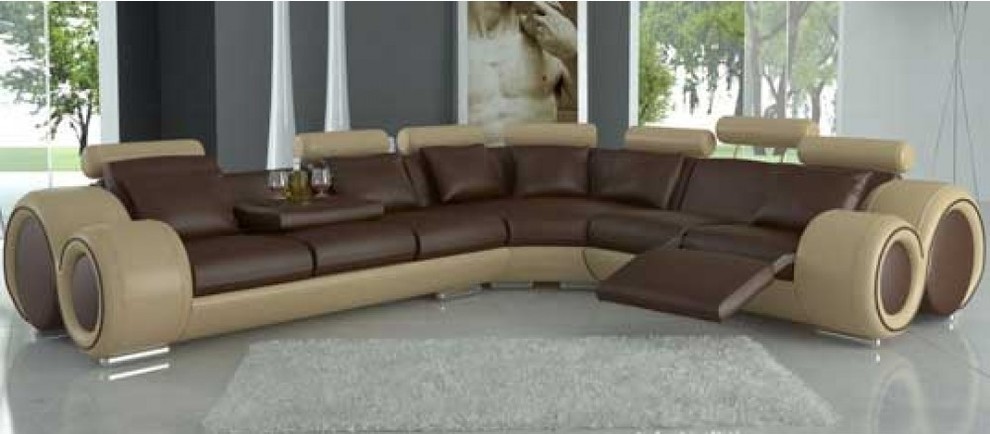Tone Leather Sectional Sofas with Recliners - Modern - Living Room .