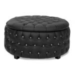 Crystal Round Ottoman - Black | Sofas and Loveseats Rentals for Even