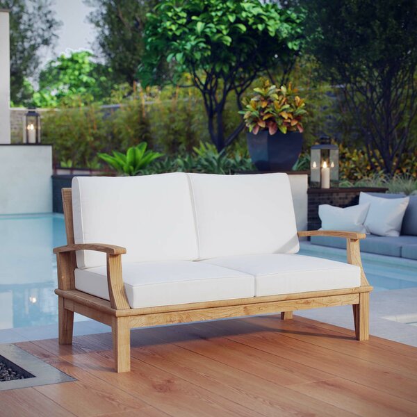 Midway Teak Loveseat with Cushions & Reviews | Joss & Ma
