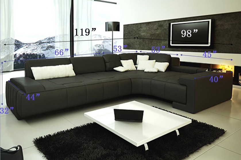 Franco Collection Modern Sectional Sofa - Black TOS-LF-1007-BLA