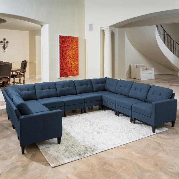 Shop Emmie Mid Century Modern 10-piece U-shaped Sectional Sofa Set .