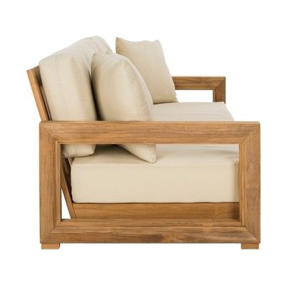 Montford Teak 3 Seat Bench Teak - Safavieh | Patio sofa, Modern .