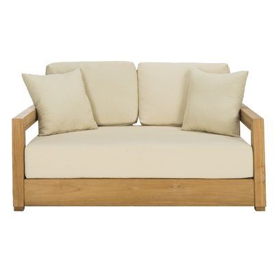 Rosecliff Heights Montford Teak Loveseat with Cushions | Love seat .