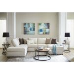 This sectional has chic sophistication with the low profile arm .