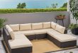 Noble House Nolan Multi-brown 8-Piece Wicker Outdoor Sectional .