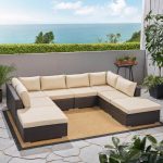 Noble House Nolan Multi-brown 8-Piece Wicker Outdoor Sectional .