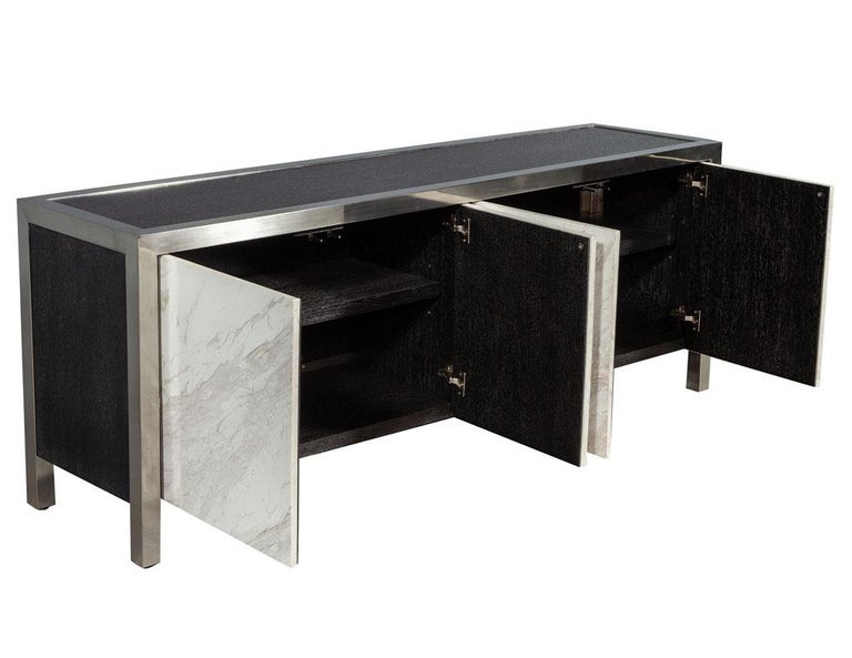 Stainless Steel Modern Console Sideboard with Stone Fronts For .