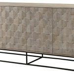 75" L Williams Sideboard Carved 4 Door Solid Mango Wood Iron Base .