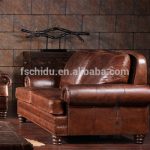 American Retro Style Royal Furniture Old-fashioned Leather Sofa .