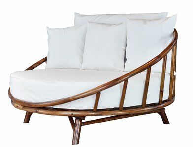 Olu Bamboo Large Round Patio Daybed with Cushions | Joss & Main .