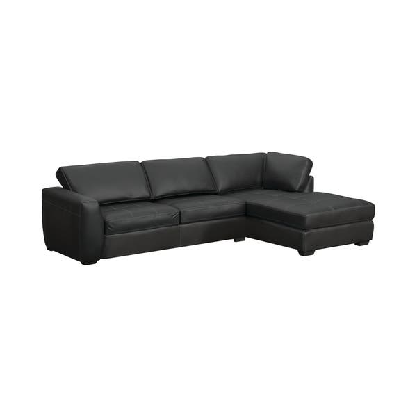 Shop Ontario Black Upholstered Cushion Back Sectional - Overstock .