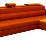 Polaris Mini Contemporary Leather Sectional Sofa With Light .