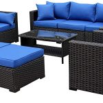 Amazon.com: Patio PE Wicker Furniture Set -7 Pcs Outdoor Black .