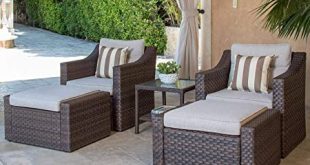 Amazon.com: SOLAURA 5-Piece Sofa Outdoor Furniture Set, Wicker .